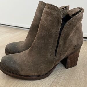 Suede Ankle Bootie in Sage Green